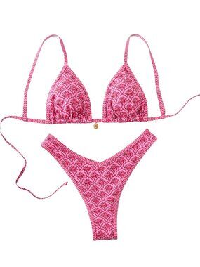 Women's Triangle Thong Bikini Sets Y2k Floral Cute Bikinis String S